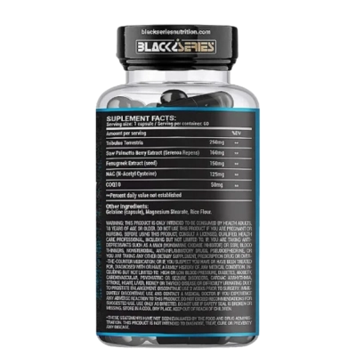 Blend com Tribulus, Saw Palmetto e CoQ10, Energia e Performance Masculina, 60 Cápsulas, Black Series