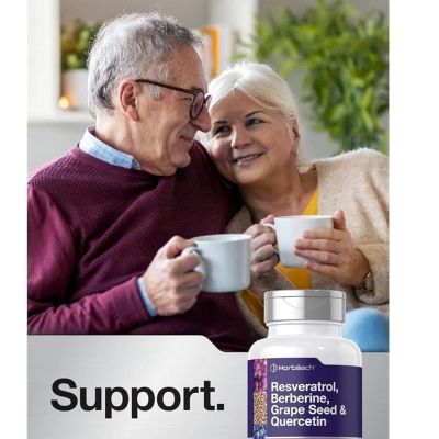 Resveratrol, Berberine, Grape Seed &amp; Quercetin, 600Mg, 120 Cápsulas, Horbaach