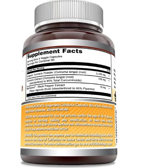Turmeric, Cúrcuma 2250mg com Bioperine, 180 Cápsulas, Amazing Formulas