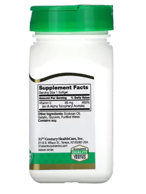 Vitamina E, 90 mg (200 IU), 110 Softgels, 21st Century