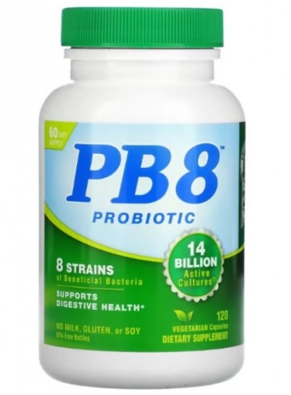 PB 8 Probiótico Verde , 14 Bilhões, 120 Cápsulas, Now