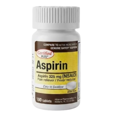 Aspirina Revestida 325mg, 100 Comprimidos, Certified Plus 