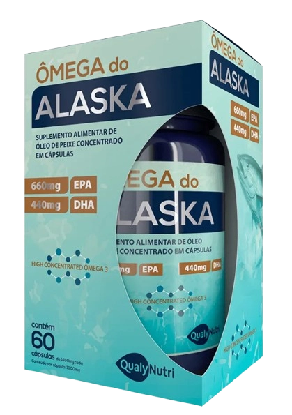 Ômega do Alaska, EPA 660mg, DHA 440mg, 60 cápsulas, Qualynutri