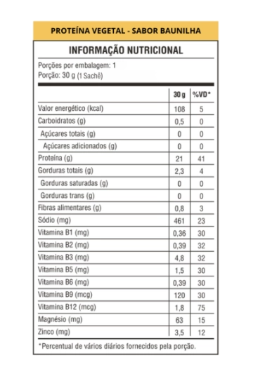 Proteína Vegetal, Caixa com 15 Saches, 30g cada, Sabor Baunilha, Ocean Drop