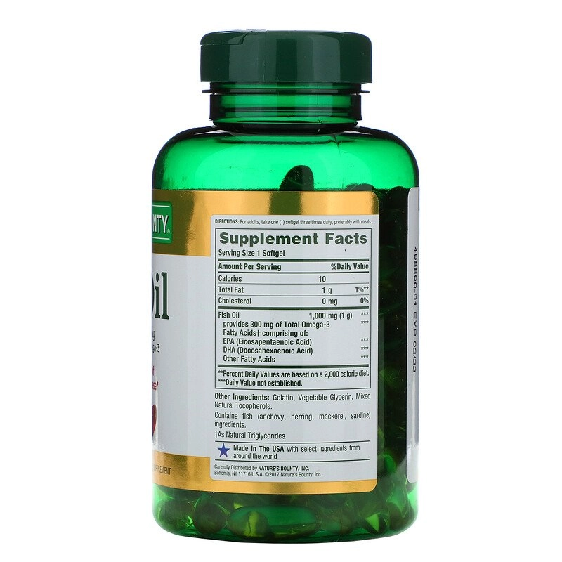 Fish oil (Ômega 3), 1000mg, 145 cápsulas, Natures Bounty