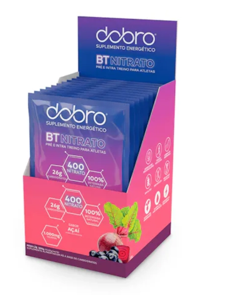 BT Nitrato Gel, Sabor Açaí, Com Taurina, 30g, Caixa com 10, Dobro
