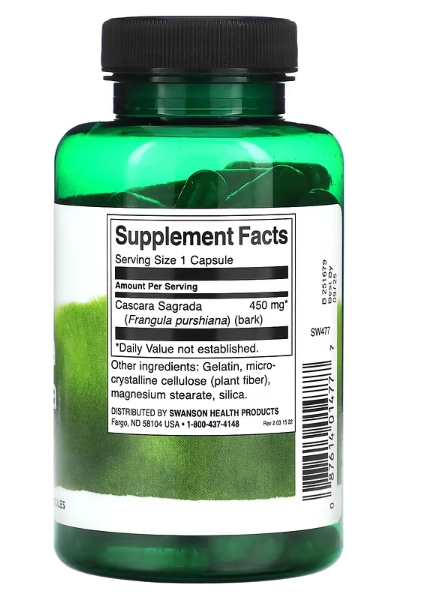 Cascara Sagrada, 450mg, 100 Cápsulas, Swanson