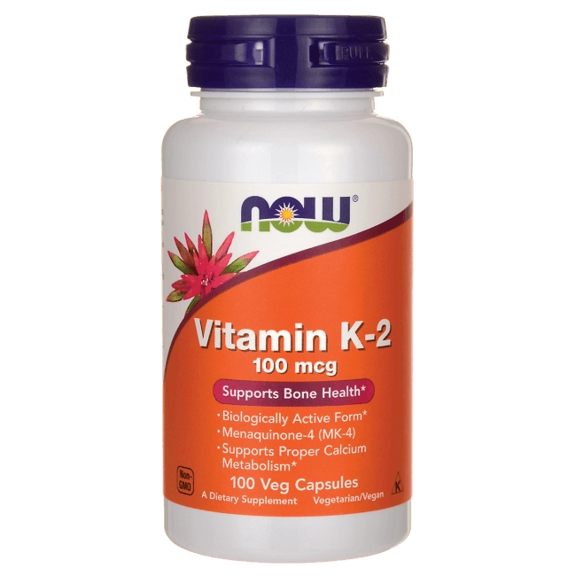 Vitamina K2, 100mcg, 100 Cápsulas, Now