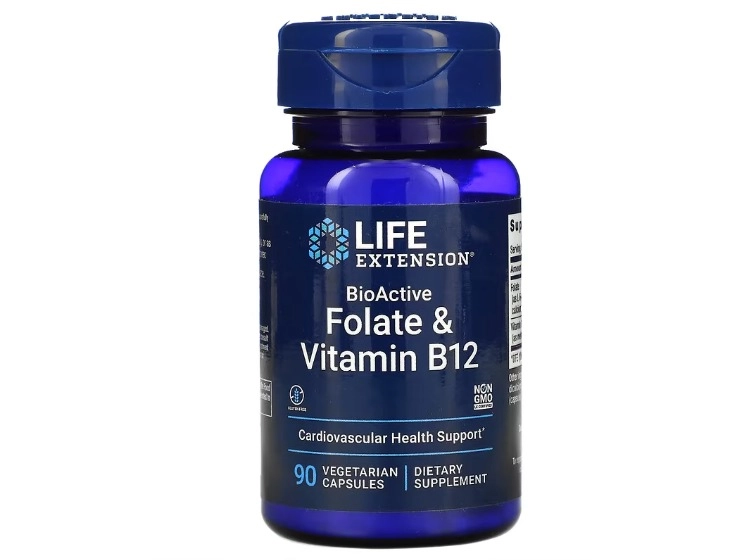 Bioativo, Folato e Vitamina B12, 90 Cápsulas, Life Extension