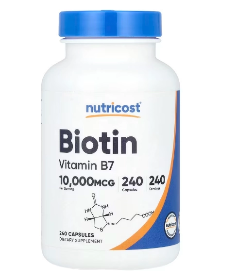 Biotina, 10.000mcg, 240 Cápsulas, Nutricost