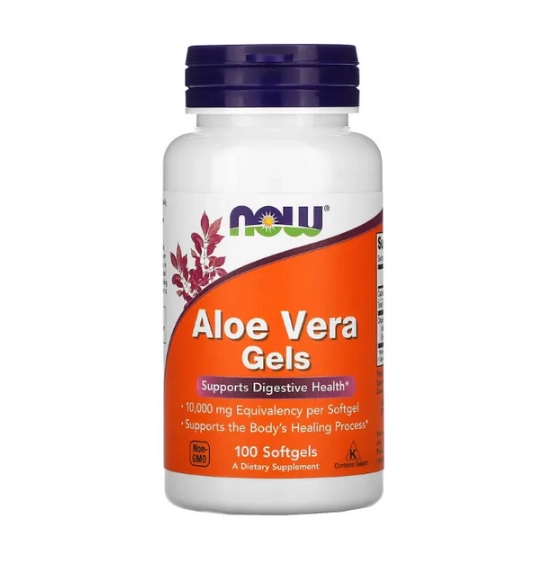 Aloe Vera, Gel de Babosa, 10.000mg, 100 Cápsulas, Now