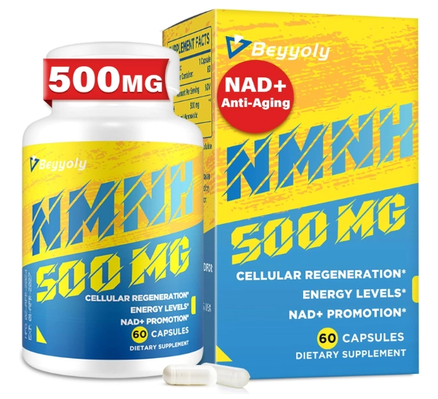NMNH, Diidronicotinamida Mononucleotídeo 500mg, NAD Plus, 60 Cápsulas, Beyyoly