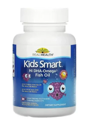 Kids Smart, Alto Teor de Ômega-3 e DHA, Sabor de Frutas, 30 Burstlets Mastigáveis, Bioglan