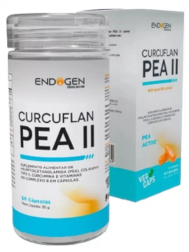 Curcuflan PEA II, Curcumina, Colágeno tipo II e Vitaminas, 60 Cápsulas, Endogen