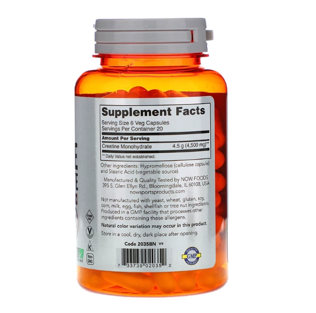 Creatina Mono-hidratada 750mg, 120 Cápsulas, Now