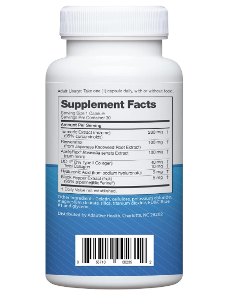 Advanced Joint Support, Com Cúrcuma, Resveratrol, Extrato de Boswellia Serrata, BioPerine e Colágeno UC-II, 30 Cápsulas,