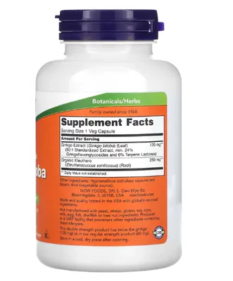 Ginkgo Biloba, Double Strength, 120mg, 200 Cápsulas, Now