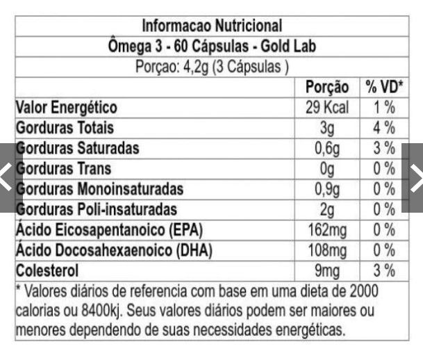 Ômega 3 1000mg, 60 Cápsulas, Gold Lab