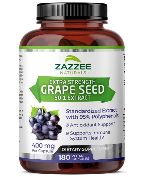Grape Seed Extract, Semente de Uva 20.000mg, 180 Cápsulas,  Zazzee