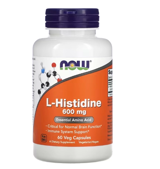 L-histidina, 600mg, 60 cápsulas, Now