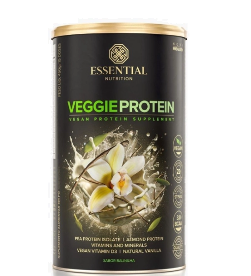 Veggie Protein Vanilla, Sabor Baunilha 450g, Essential Nutrition