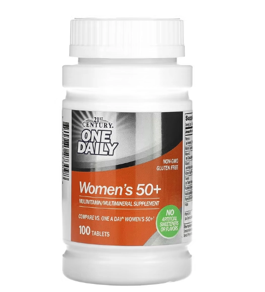 One Daily, Mulheres 50+, Multivitamínico Multimineral, 100 Comprimidos, 21st Century