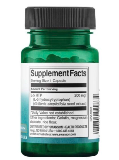 5-HTP 200mg, 60 Cápsulas, Swanson
