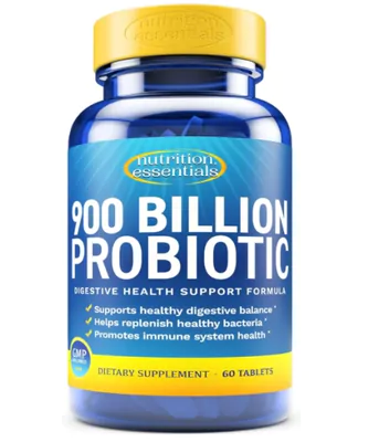 Probiótico com Enzima lactase e Fibra prebiótica, 60 Tablets vegano, Nutrition Essentials