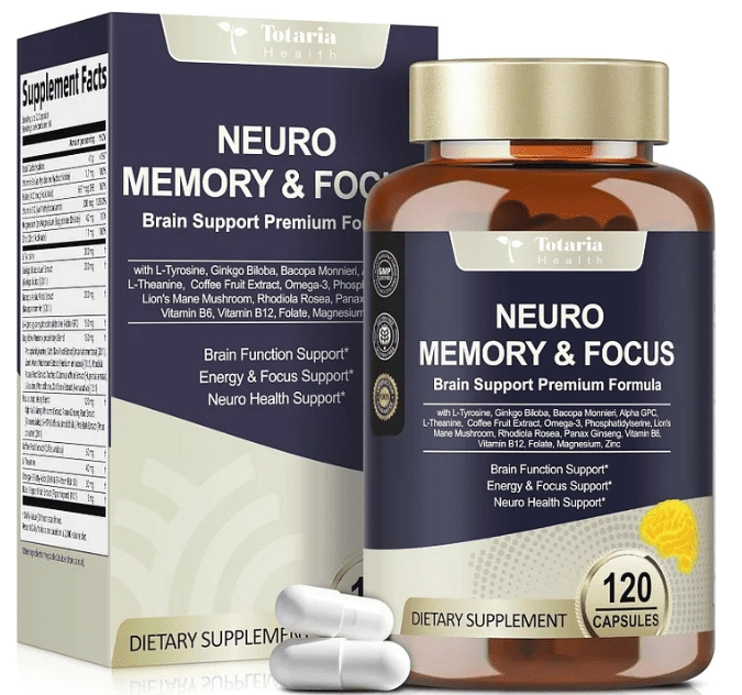 Neuro Memory & Focus, Foco e Saúde Neurológica, 120 Cápsulas, Totaria Health