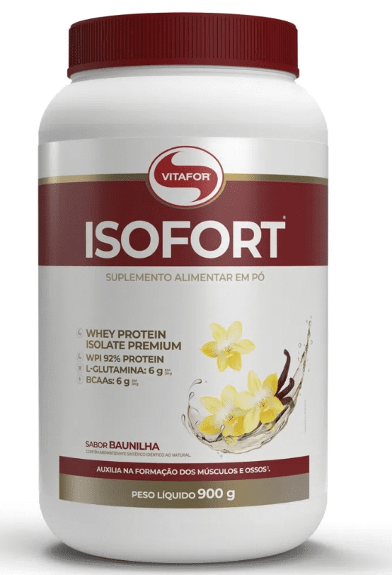 Whey Protein Isolado, Sabor Baunilha, 900g, Vitafor