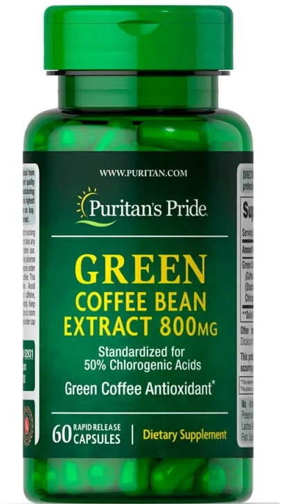 Green Coffee (Grãos de Café Verde), 800mg, 60 Cápsulas, Puritan's Pride