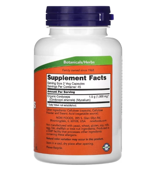 Cordyceps, 750mg, 90 Cápsulas, Now