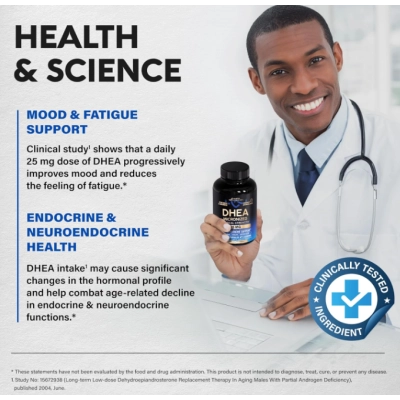 DHEA 25mg, Equilíbrio Hormonal e Níveis de Energia, 120 Cápsulas, Nutra Harmony