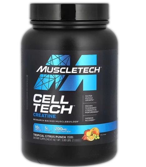 Creatina Cell Tech, Sabor Ponche Cítrico Tropical, 1.71k, MuscleTech
