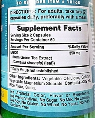 Super Força EGCG, 350mg, 120 Cápsulas, Puritan's Pride