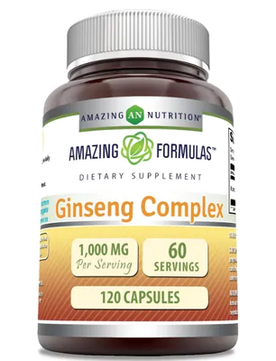 Ginseng Coreano 1000mg, 120 Cápsulas, Amazing Formulas