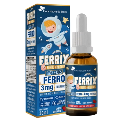 Kit 3 Unidades, FERRIX (Ferro infantil) 30ml, Sabor Uva - Flora Nativa do Brasil