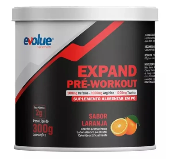 Pré Treino Expand, 300g Sabor Laranja, Evolue Supplements