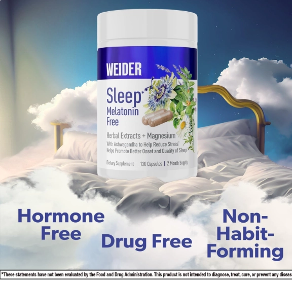 Sleep Melatonina Free, Com KSM-66, Ashwagandha, Magnésio, lavanda e Valeriana, 120 Cápsulas, Weider Prime