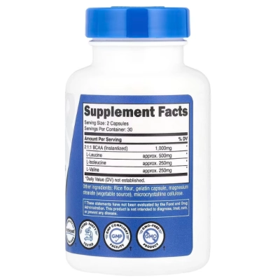 BCAA 1000mg, 60 Cápsulas, Nutricost