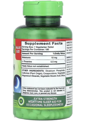Melatonina 10mg Com L-Theanine, 180 Capsulas, Nature's Truth