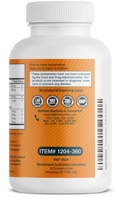 Glucosamina Condroitina com Turmeric e MSM, 360 Cápsulas, Bronson