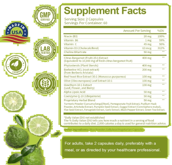 Citrus Bergamot, Antioxidantes para  Sistema Imunológico, Bergamota e Esteróis e Estanóis, 120 Capsulas, Totaria Health