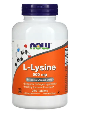 L-Lisina, 500mg, 250 comprimidos, Now
