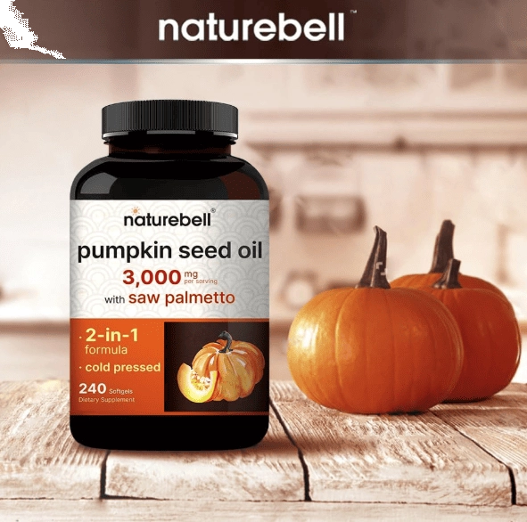 Pumpkin seed Oil, Óleo de Semente de Abóbora 3000mg, 240 capsulas, Naturebell