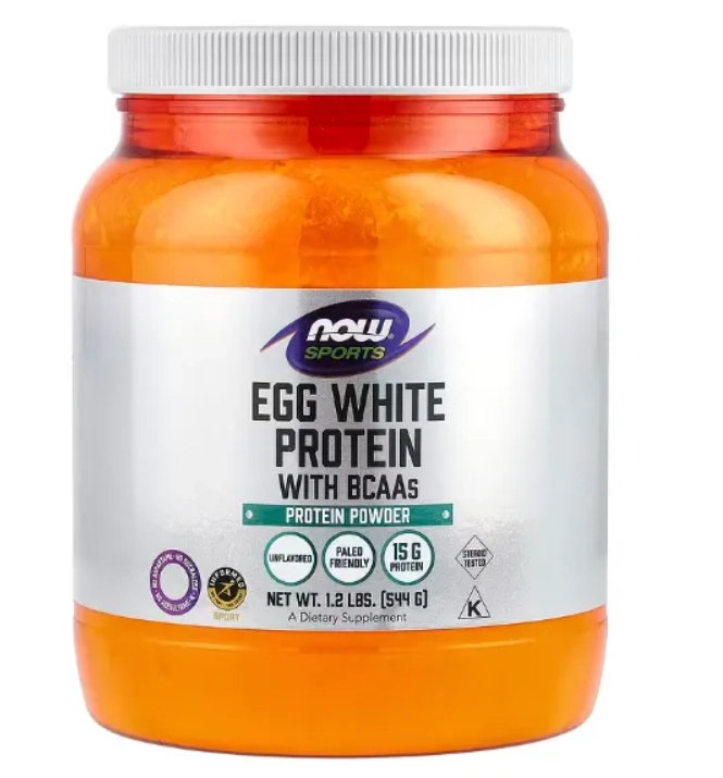 Egg White Protein, Proteína de Clara de Ovo com BCAAs, Sem sabor, 544g, Now