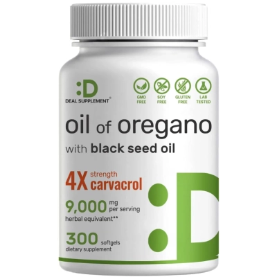 Óleo de Orégano 900mg com Óleo de Semente Preta, 300 Cápsulas, Deal Supplement