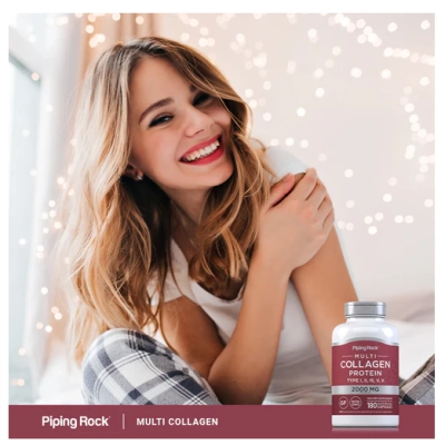 Proteína Multicolágeno 2000mg, Tipos I, II, III, V, X, 180 Cápsulas, PipingRock