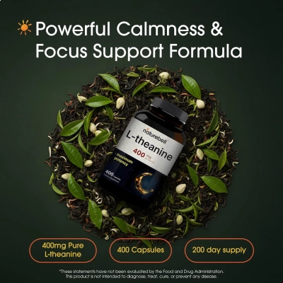 L-Theanine, 400mg, 400 Cápsulas, Naturebell