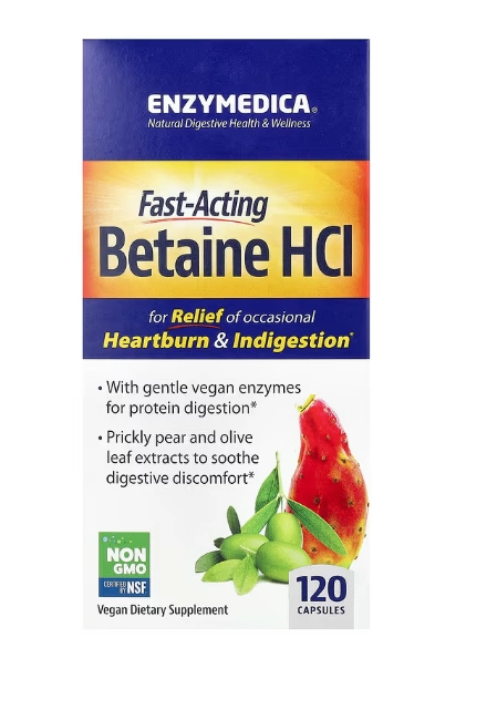 HCl de Betaína, 120 Cápsulas, Enzymedica